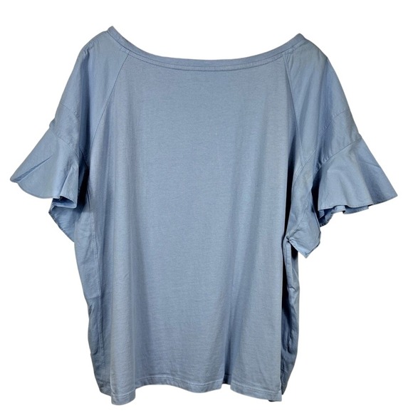 by Anthropologie Blue Top XL Oversized Boxy Short‎ Tiered Sleeves Lightweight - Picture 3 of 8